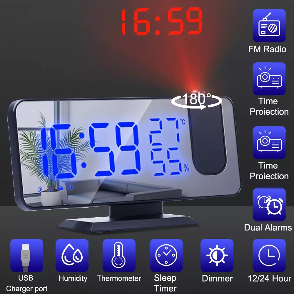 LED Digital Projection Alarm Clock Electronic Alarm Clock with Projection