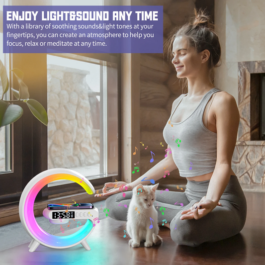 G Smart RGB Lamps Wireless Charger 15W Alarm Clock Bluetooth Speaker Music light For iPhone 15 14 13 12 Samsung